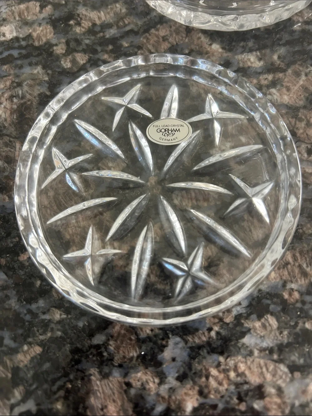 GORHAM KING EDWARD CRYSTAL COASTERS MADE IN GERMANY SET OF 4 NWT